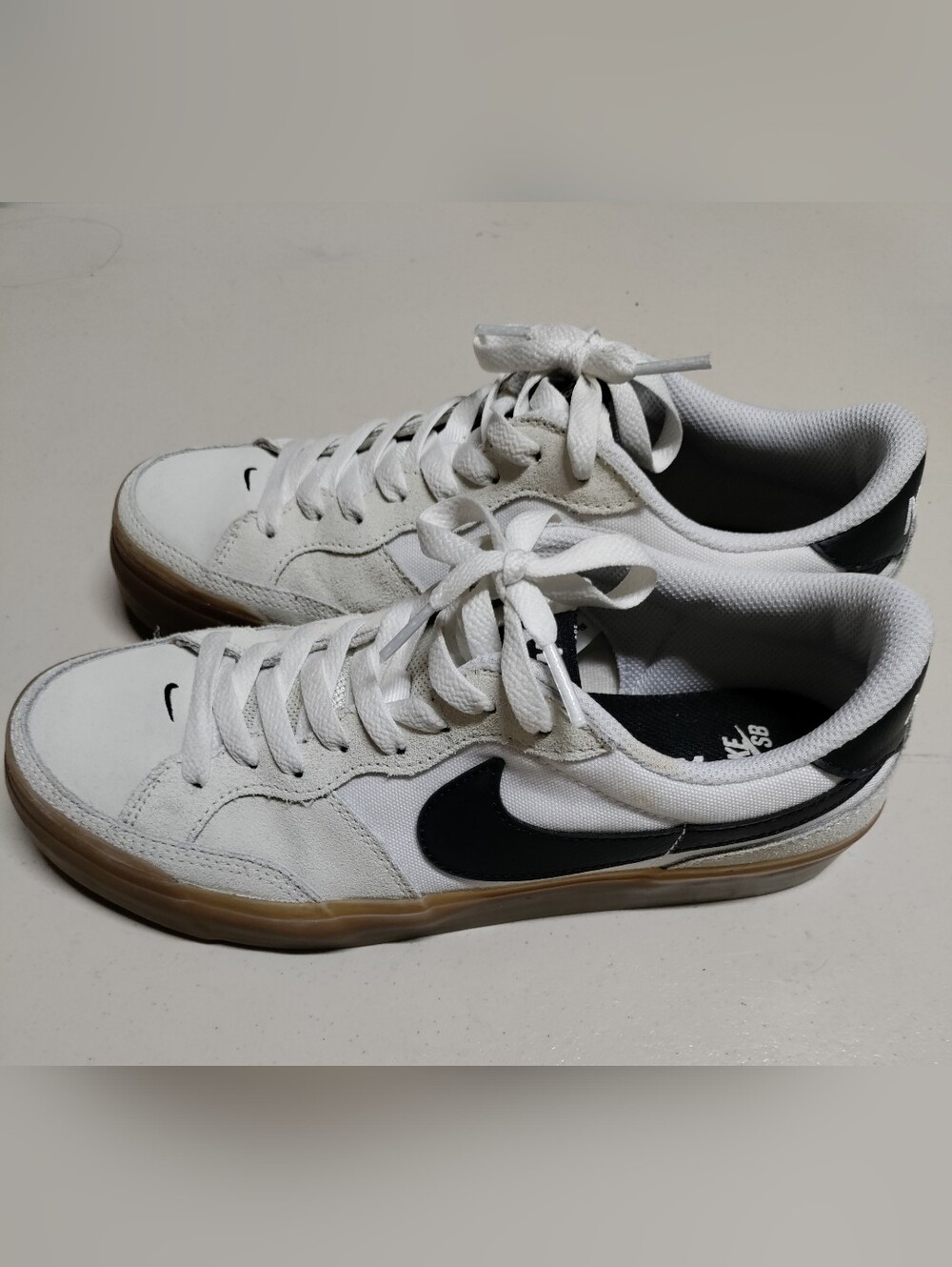 Nike SB White & Black Low-Top Skate Shoes